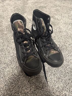 Custom Converse Black High-Top with Camo Accent